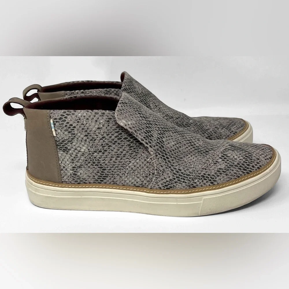 Toms Suede Paxton Snakeskin Ankle Booties Black Tan Size 8.5